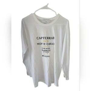 Adrienne Vittadini Vintage Sport White "European Tour" Tee - NWOT Size M